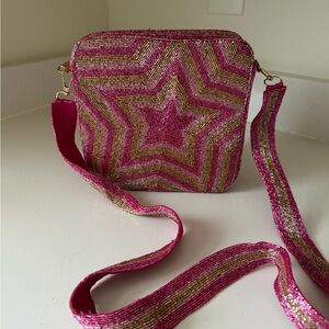 Pink and Gold Beaded Women's Bag